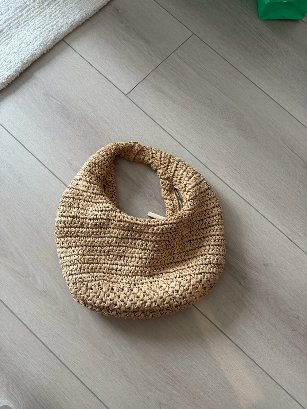 Mango Woven Straw Shoulder Bag in Natural Tan
